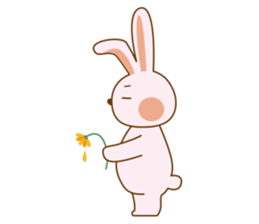 Happy life of pink rabbit and shiba inu sticker #1944913