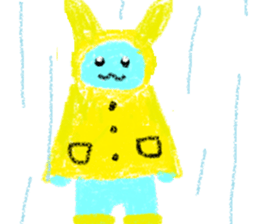 a poncho and a light-blue rabbit sticker #1946907