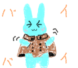 a poncho and a light-blue rabbit sticker #1946916