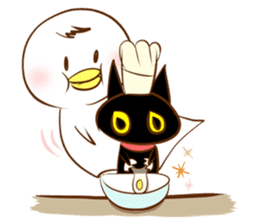 Black cat & Cute ghost - English - sticker #1964641