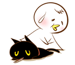 Black cat & Cute ghost - English - sticker #1964655