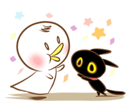 Black cat & Cute ghost - English - sticker #1964657