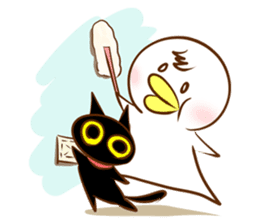 Black cat & Cute ghost - English - sticker #1964659