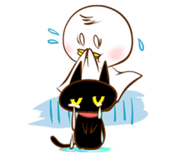 Black cat & Cute ghost - English - sticker #1964664