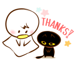 Black cat & Cute ghost - English - sticker #1964669