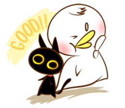 Black cat & Cute ghost - English - sticker #1964675