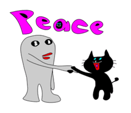 peaceful cat & Mr alien. sticker #1974637