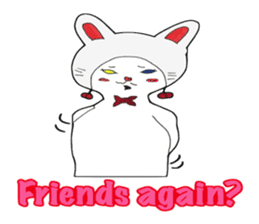 White kitten Ginji wears a rabbit beanie sticker #1984410