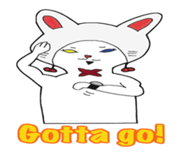White kitten Ginji wears a rabbit beanie sticker #1984421
