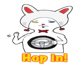 White kitten Ginji wears a rabbit beanie sticker #1984422