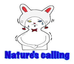 White kitten Ginji wears a rabbit beanie sticker #1984424