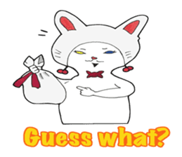 White kitten Ginji wears a rabbit beanie sticker #1984425