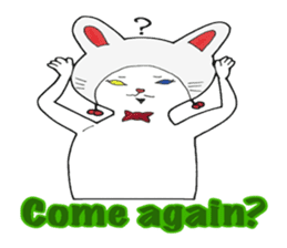 White kitten Ginji wears a rabbit beanie sticker #1984426