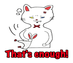 White kitten Ginji wears a rabbit beanie sticker #1984428