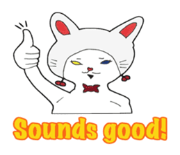 White kitten Ginji wears a rabbit beanie sticker #1984429