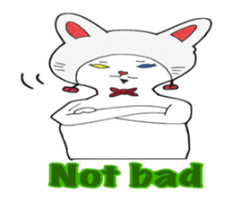 White kitten Ginji wears a rabbit beanie sticker #1984434