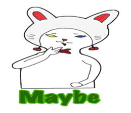 White kitten Ginji wears a rabbit beanie sticker #1984439