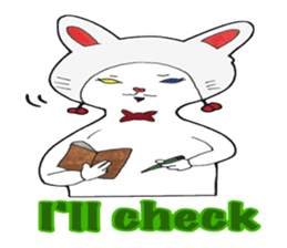 White kitten Ginji wears a rabbit beanie sticker #1984440