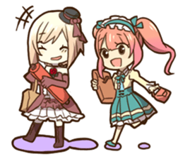 Ruffled Dressed-up girls' life sticker #2019875