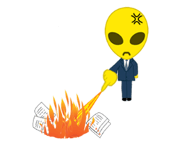 Office worker Alien yellow sticker #2020405