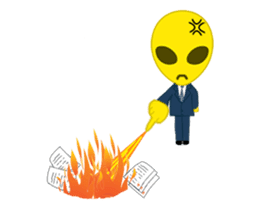 Office worker Alien yellow sticker #2020405