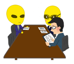 Office worker Alien yellow sticker #2020418