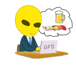 Office worker Alien yellow sticker #2020424