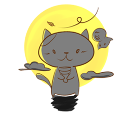 Cute ghosts to strange cat ! - English - sticker #2022489