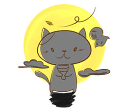 Cute ghosts to strange cat ! - English - sticker #2022489