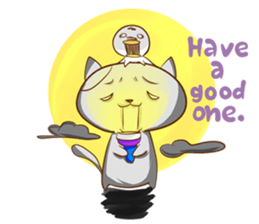 Cute ghosts to strange cat ! - English - sticker #2022490