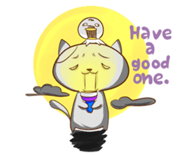 Cute ghosts to strange cat ! - English - sticker #2022490