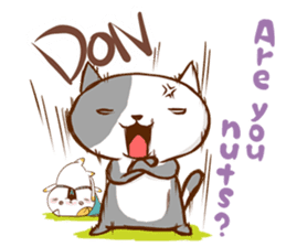 Cute ghosts to strange cat ! - English - sticker #2022507