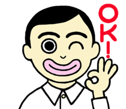 He wears his hair parted at the side. sticker #2022805