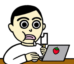 He wears his hair parted at the side. sticker #2022813