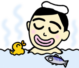 He wears his hair parted at the side. sticker #2022823