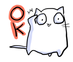 he is white cat sticker #2027207