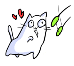 he is white cat sticker #2027217