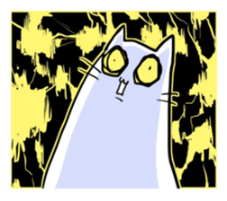 he is white cat sticker #2027230