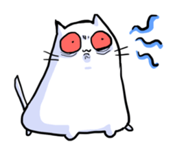 he is white cat sticker #2027235