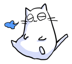 he is white cat sticker #2027241