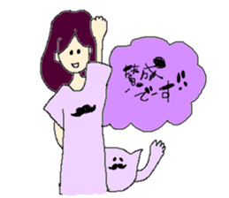 Girl's and cat's sticker. sticker #2028207