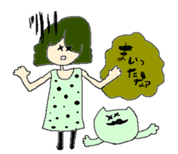 Girl's and cat's sticker. sticker #2028211