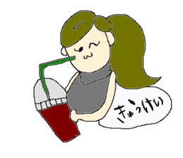 Girl's and cat's sticker. sticker #2028219