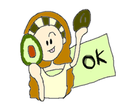 Girl's and cat's sticker. sticker #2028221