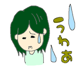 Girl's and cat's sticker. sticker #2028232