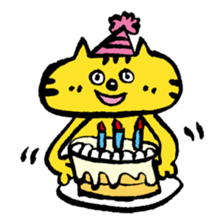 Yellow big face cat sticker #2028313