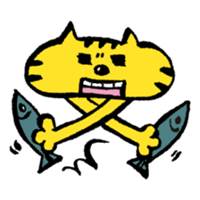 Yellow big face cat sticker #2028319