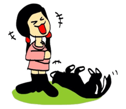 Girl and dog sticker #2028946