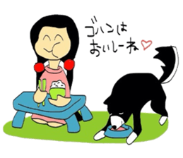 Girl and dog sticker #2028953