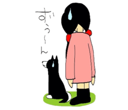 Girl and dog sticker #2028960